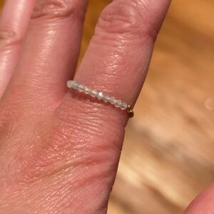 blue aquamarine bead gold filled ring size 7